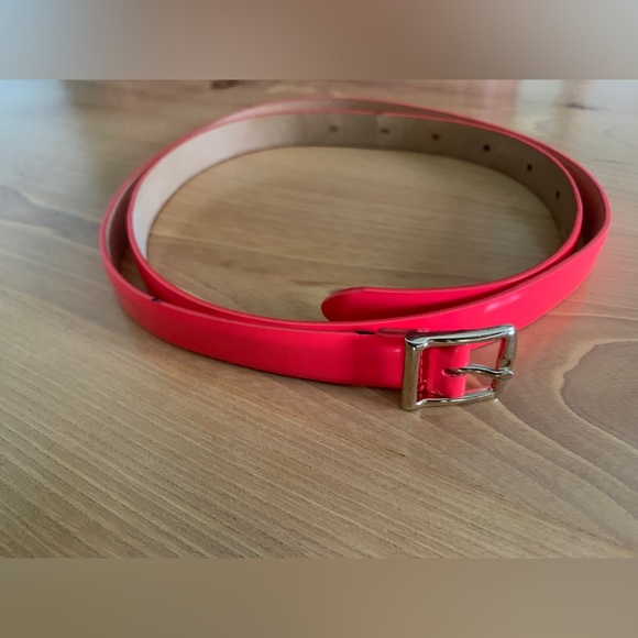 J. Crew Accessories - Vintage J. Crew Belt, Coral Patent Leather, M, Gold Buckle, 5/8 in, Neon, Y2K